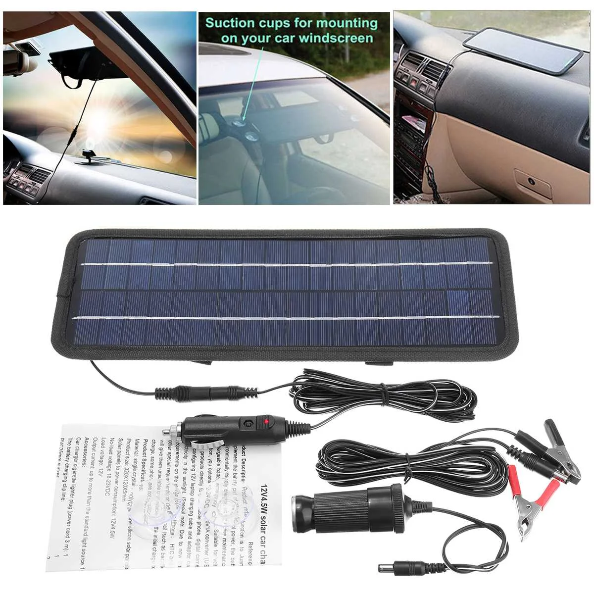 Набор солнечных батарей 12 в 4 5 Вт USB прикуриватель с зажимом аллигатора зарядка