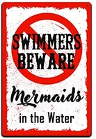jps parcels tin signs for backyard pool decormetal sign for swimming pool house wall swimmers beware mermaids in the water