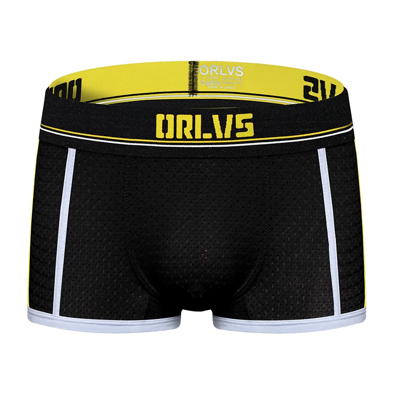 ORLVS Брендовое Мужское нижнее белье мужские боксеры cueca tanga быстросохнущие мужские брюки Ropa Interior hombre мужские боксеры шорты calzoncillo hombre - Цвет: OR193-yellow