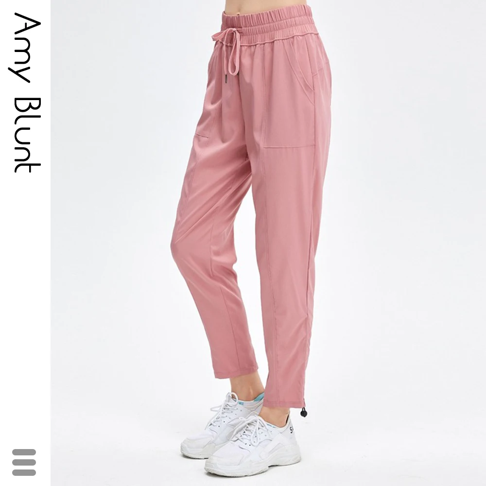 

Loose Running Pants Fabric Drawstring Joggers Women Quick Dry Athletic Gym Fitness Trousers Workout Sport Pants Pocket