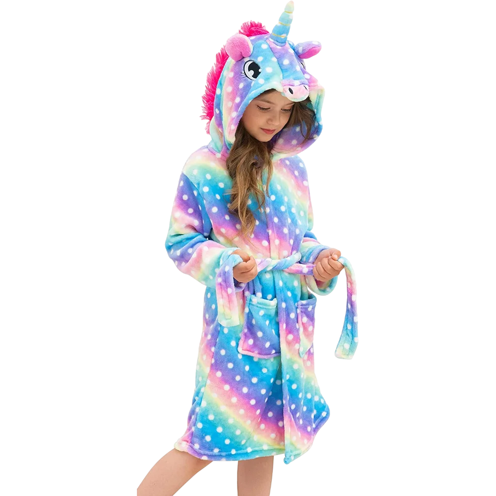 

Unicorn Hooded Bathrobe for Girls Winter Pajamas Rainbow Kids Sleepwear Hooded Nightgowns Girls Clothing 3-11 Years Baby Clothes