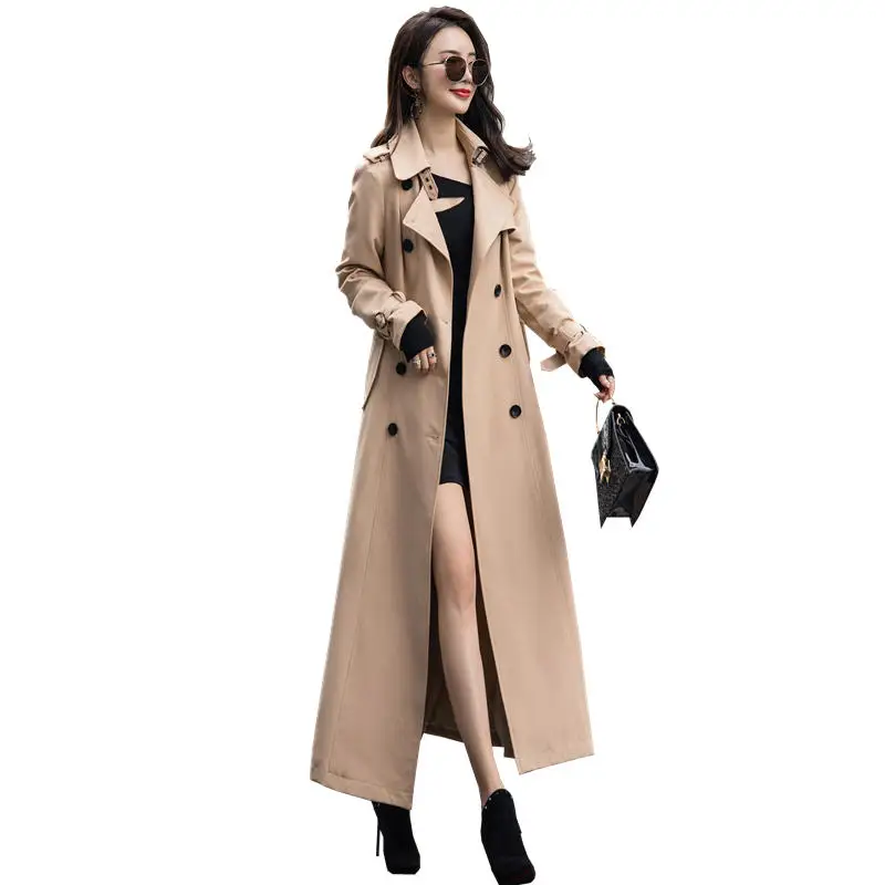 Длинная ветровка Женский Повседневный однотонный Тренч женская одежда