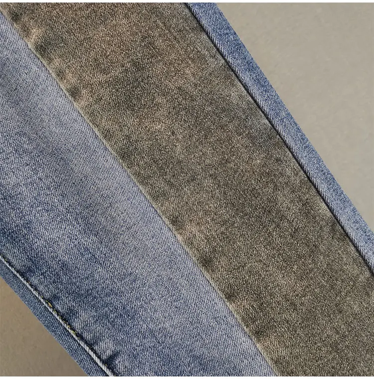 

2021 Spring Autumn Color Matching Straight Jeans Women's New High Waist Denim Trousers Cotton Elastic All-Match Cropped Pants