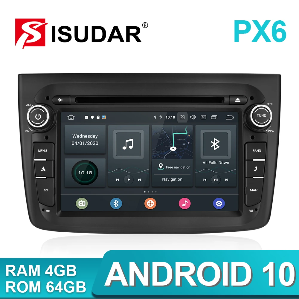Автомобильный мультимедийный плеер Isudar PX6 1 Din Android 10 для Alfa Romeo Mito 2008 CANBUS Авторадио