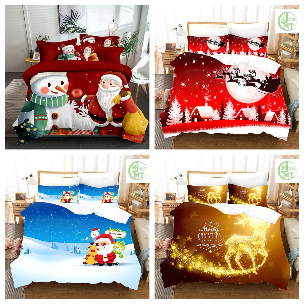 

2020 Fashion Bedding Set 2/3 Pcs11 Patterns 3d Digital Christmas Priniting Duvet Cover Sets Single Twin Double Full Queen King