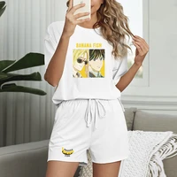 banana fish jogging two piece suit female clothing sport womens summer suit casual comfortable fitness short sleeve shorts sets
