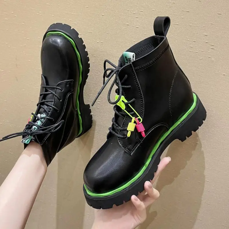 Martin boots women's autumn 2021 new street shooting thin punk boots wild straps increase thick-soled short boots women