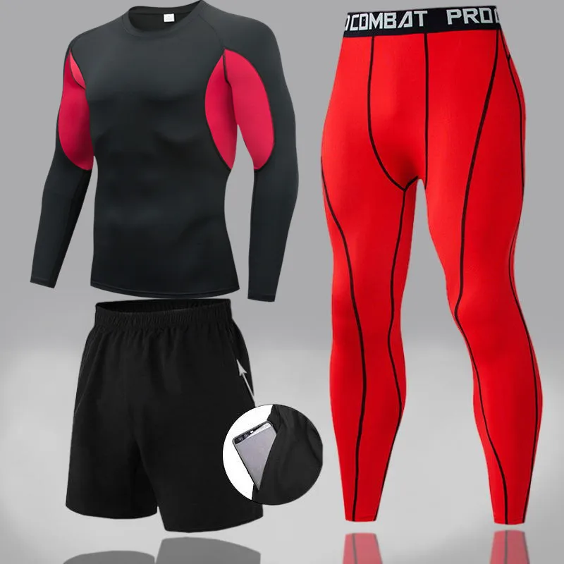 Компрессионный мужской спортивный костюм Мужская футболка для тайского бокса