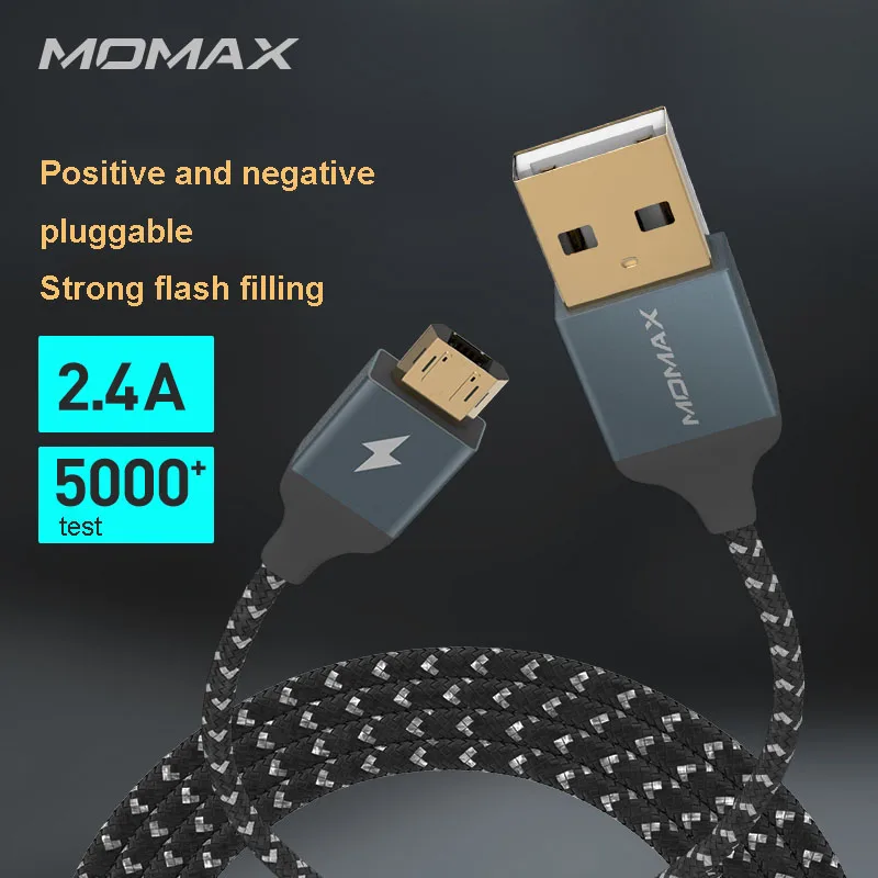 MOMAX DDM11 двусторонний Micro usb кабель для передачи данных TPE армирование является
