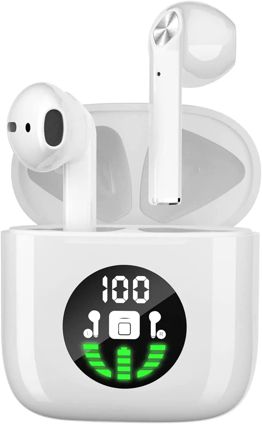 

Беспроводные наушники, Bluetooth-наушники, 40 часов воспроизведения, чехол с беспроводной зарядкой, дисплей мощности, потрясающее качество звука