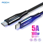 Кабель ROCK PD 5A USB Type C для Samsung Huawei OnePlus 6t 6 5 для iPad Pro 2020 для Macbook 100 Вт QC 4,0, кабель Type C