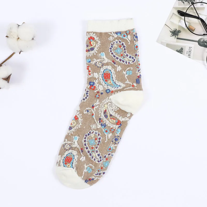 Женские Жаккардовые носки Jeseca теплые хлопковые до щиколотки с тотемным рисунком