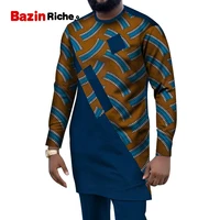 african men suits dashiki clothing print shirts topslong pants with pockets 2 piece set ankara outfit blouse wyn1004