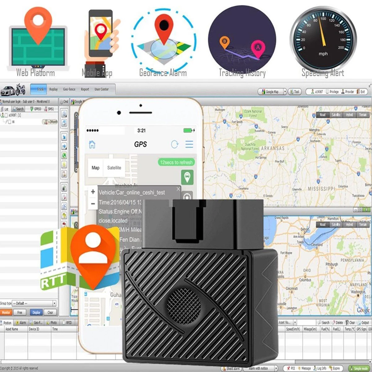 Автомобильный GPS-трекер OBD GSM SIM GPRS автомобильный с защитой от потери устройство
