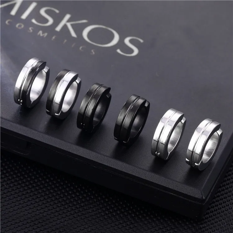 Мужские клипсы для ушей SingleTitanium Steel Европейская и американская мода Простые