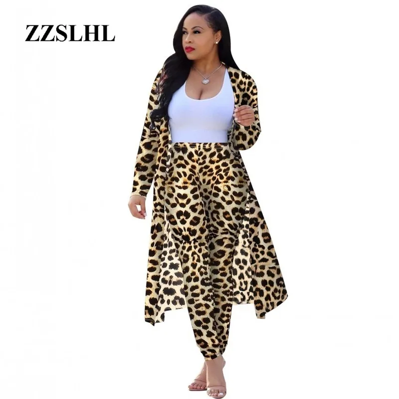 

3XL 4XL Plus Size 2 Pieces Set Sexy Autumn Fashion Women Sets Female Tops Long Sleeve Cardigan Bodycon Elastic Waist Pants