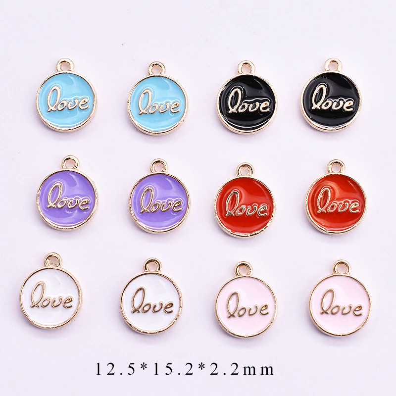 

10pcs/Lot Love 12.5*15.2*2.2mm Diy Handmade Oil Enamel Charms Design for Jewelry Making Earring Bracelet or Necklace