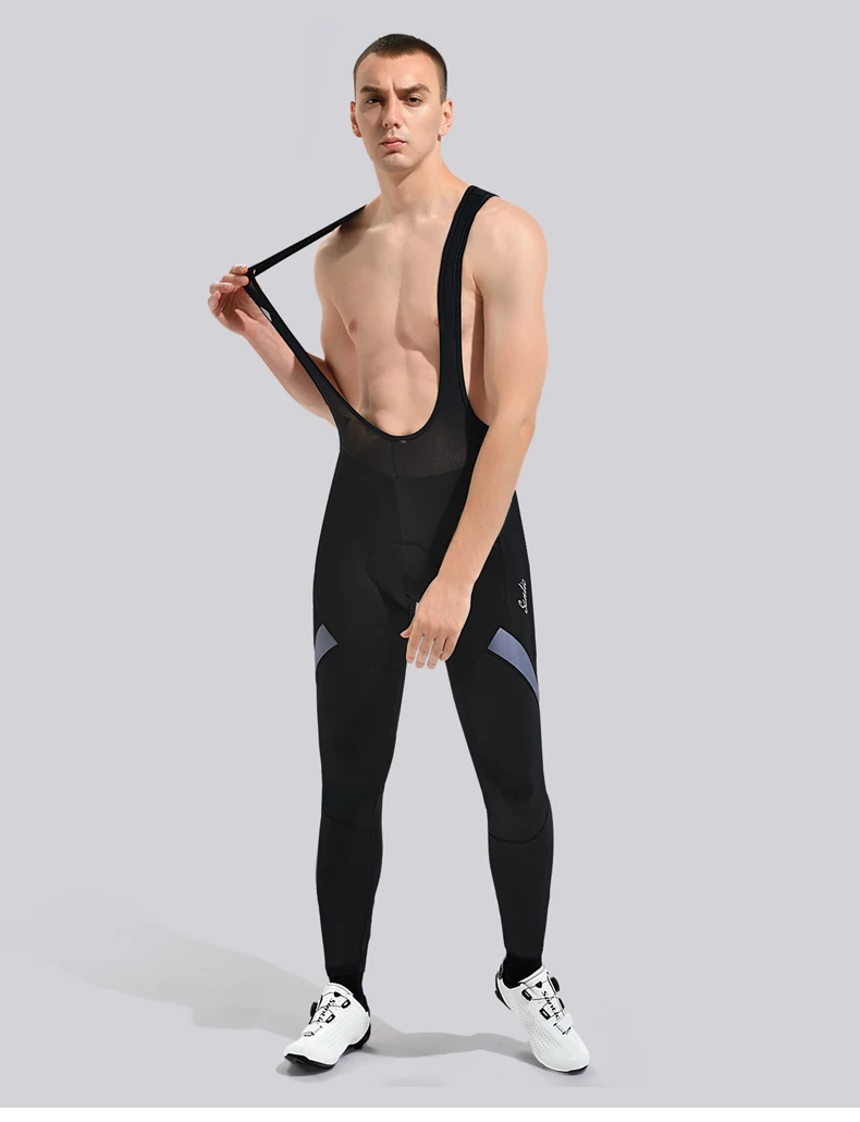 

Santic Men's Spring Cycling Bib Pants Mountain Bike Zipper Cycling Tights Pro Team Gel Padded MTB Bike breathable trousers