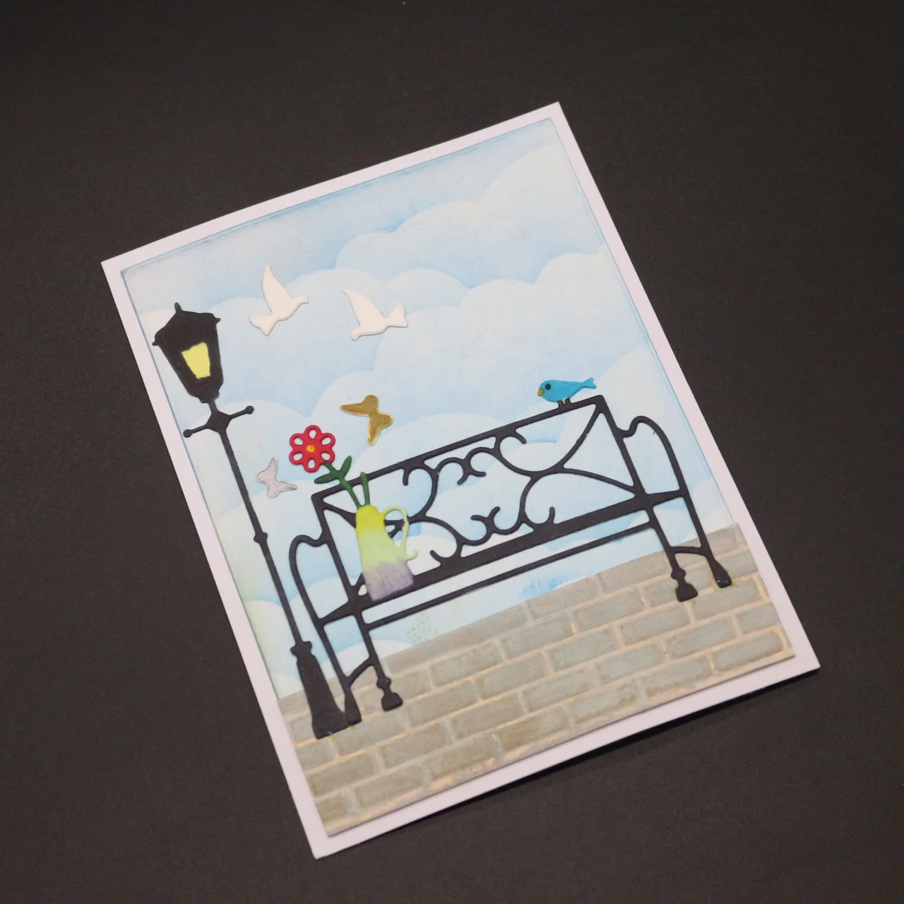Bench under the street light cutting mold DIY scrapbook album decoration supplies clear stamp paper card | Дом и сад