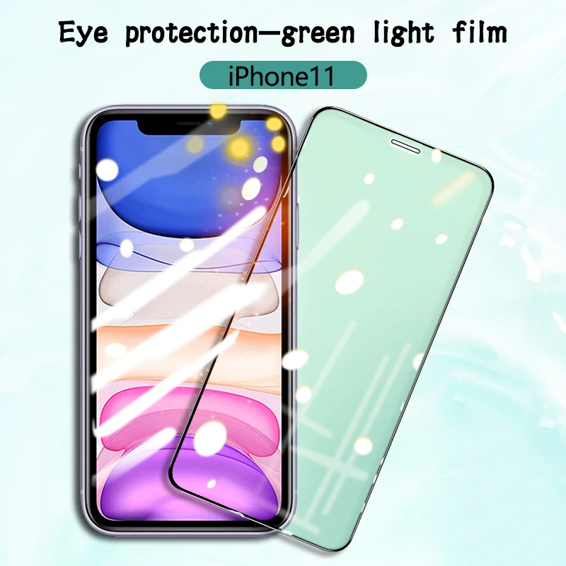 Green Light Film For iPhone X XS XR max 11 pro Chlorophyll Screen Protector Tempered Glass iPhone11 IIRROONN | Мобильные телефоны и