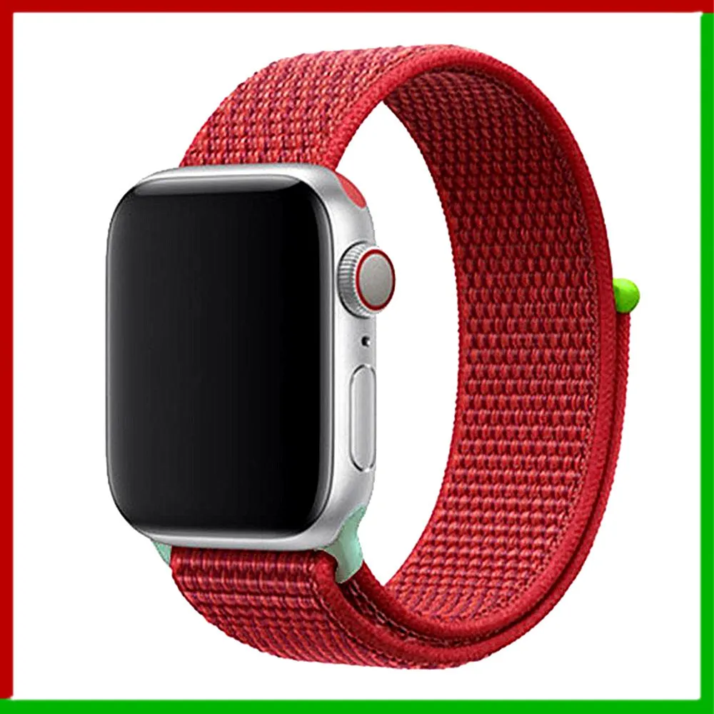 NEW Red 9 hit Нейлоновый ремешок для Apple Watch 42 мм 38 мм iWatch 4 ремешка 44 мм 40 мм Браслет спортивная петля ремешок для часов ремень для часов дышащий 5 4 3 2 1 - Цвет ремешка: NEW Red 9 hit