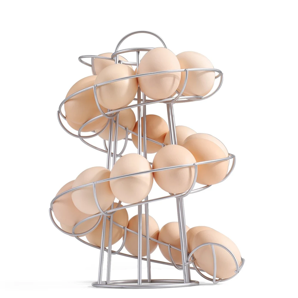 Черный Серебряный держатель для яиц современный спиральный диспенсер