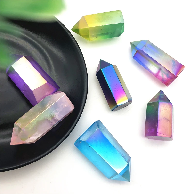 Прямая поставка 10 цветов Титан Радужный кристалл с Аура-кварцем точка обелиск