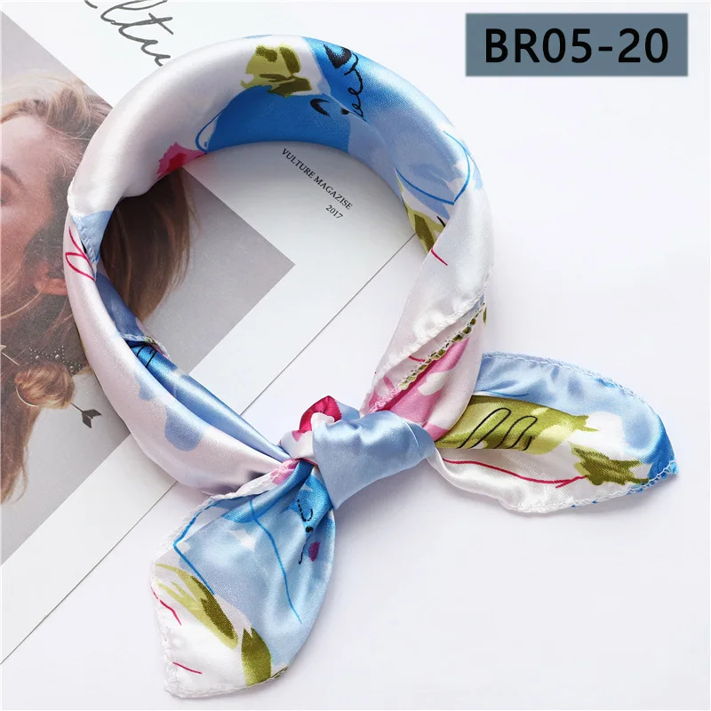 BR05-20 Женский квадратный шарф, 50*50 см, подходит ко всему, обертывания, элегантные, цветочные, в полоску, весна-лето, для женщин, обтягивающие, на голову, на шею, повязка на голову, шейный платок - Цвет: BR05-20