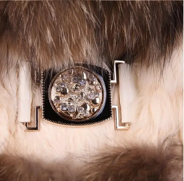 

Autumn Ladies' Natural Rabbit Fur Coat Jacket Raccoon Fur Collar Winter Women Fur Trench Outerwear Coats Plus Size