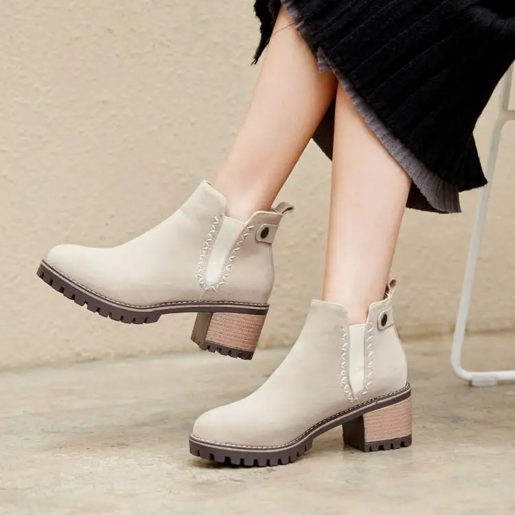 Ботинки Челси женские короткие плюшевые ботильоны Botines Mujer коллекция 2019 года