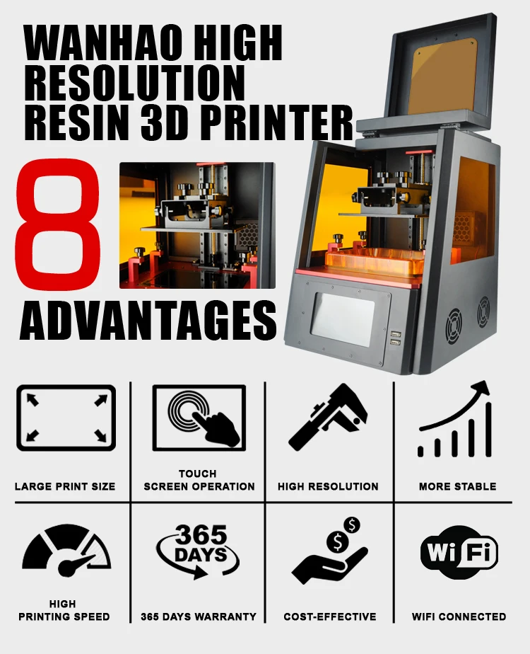 WANHAO D8 Высокоточный 3D DLP принтер Смола для стоматологические украшения с Wi Fi