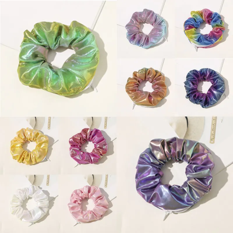 Gradient Color Scrunchies With Zip Zipper Women Elastic Hair Bands Laser Cloth Luxury Pocket Ring Girls Accessories |