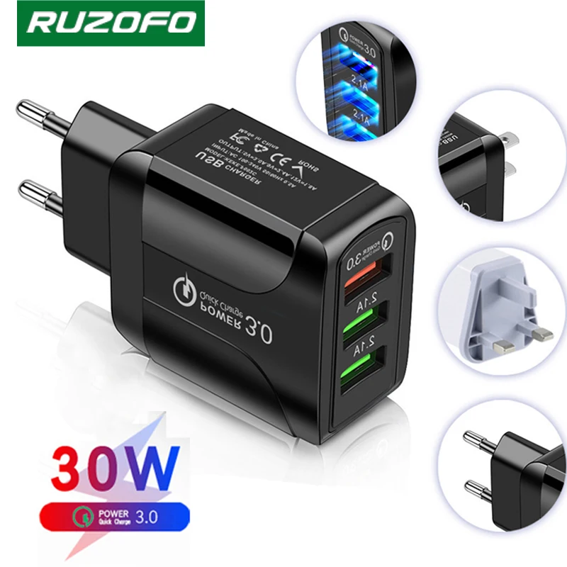 

Быстрое зарядное устройство RUZOFO usb 3,0, универсальное настенное зарядное устройство для планшетов iphone11samsung huawei, зарядное устройство