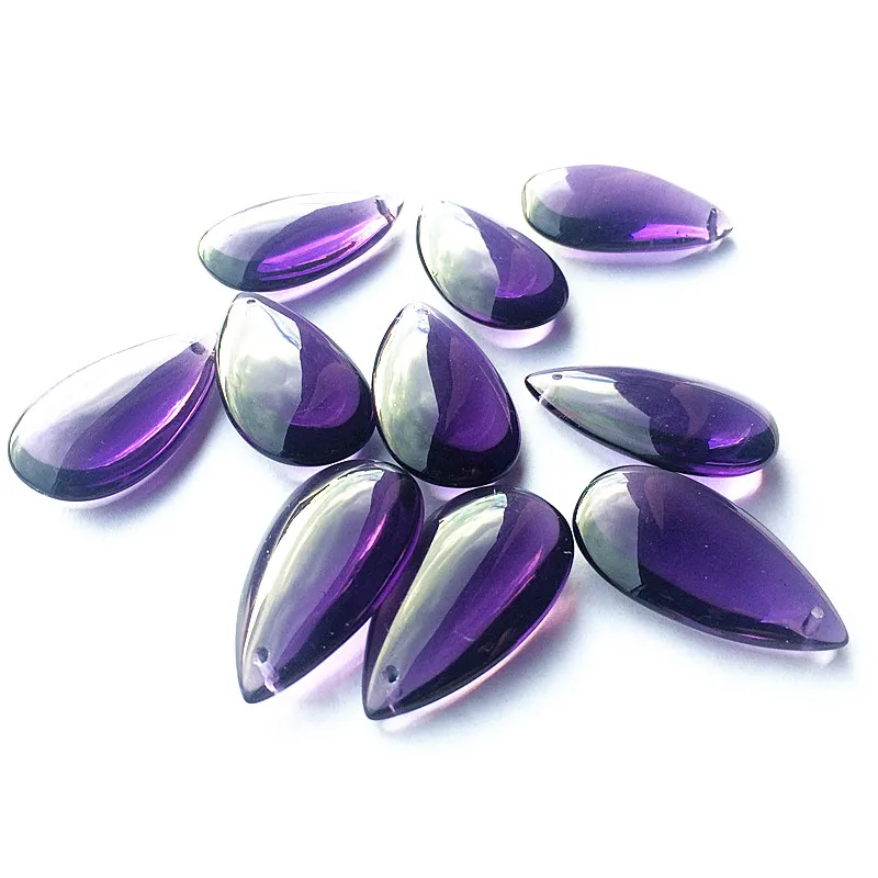 Violet 10 шт. 38*22 мм Разноцветные кристаллы стеклянные Гладкие Капли воды(свободные кольца) для люстры лампы освещения части подвесные украшения - Цвет: Violet
