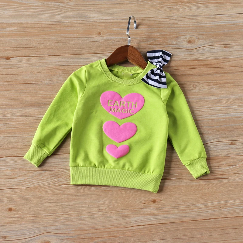 

Spring Autumn Long Sleeve Sweatshirt Heart-Shaped Printed Top Girl Clothes Kid Clothes Children Baby Girl Clothes