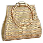 Женская вечерняя мини-сумка YYW, золотистая Сумка-клатч с круглой ручкой, свадебная Сумка-тоут, 2019