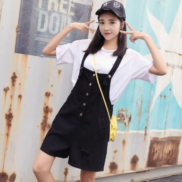 Женский джинсовый комбинезон на подтяжках элегантный в стиле ретро желтый