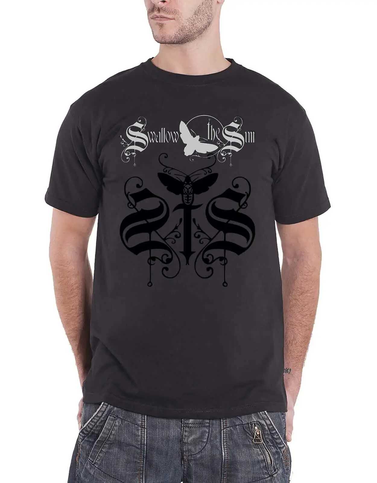 Мужская черная футболка с логотипом Ласточка солнце|Мужские футболки| |