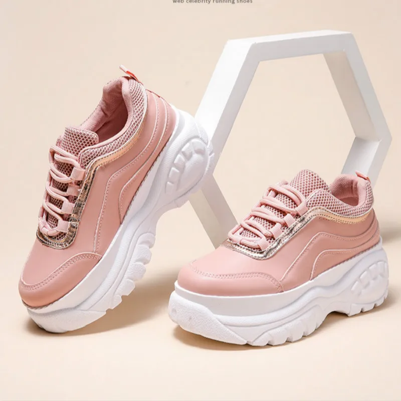 SWYIVY/Розовая обувь Женские кроссовки на платформе Обувь танкетке Новинка 2020 года