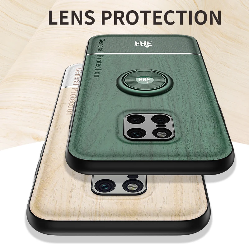 bionic wood grain mobile phone back case for huawei mate 20 pro lite 20x magnetic adsorption ring bracket camera protecti cover free global shipping
