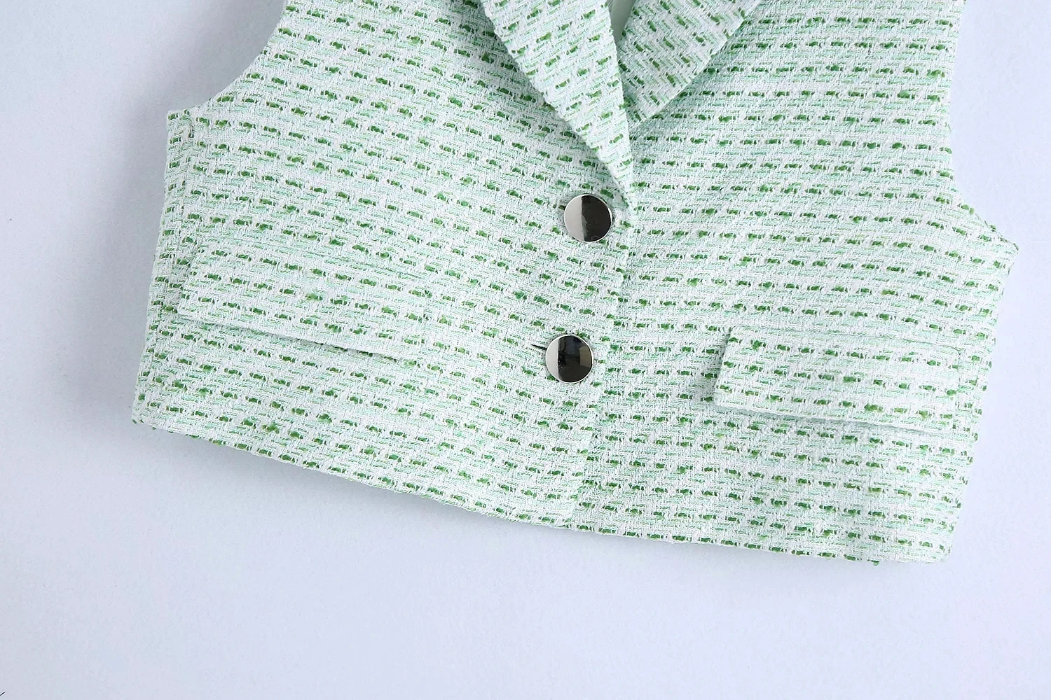

woman 2021 summer women's clothing European and American new casual fashion suit collar button trim textured tank top coat