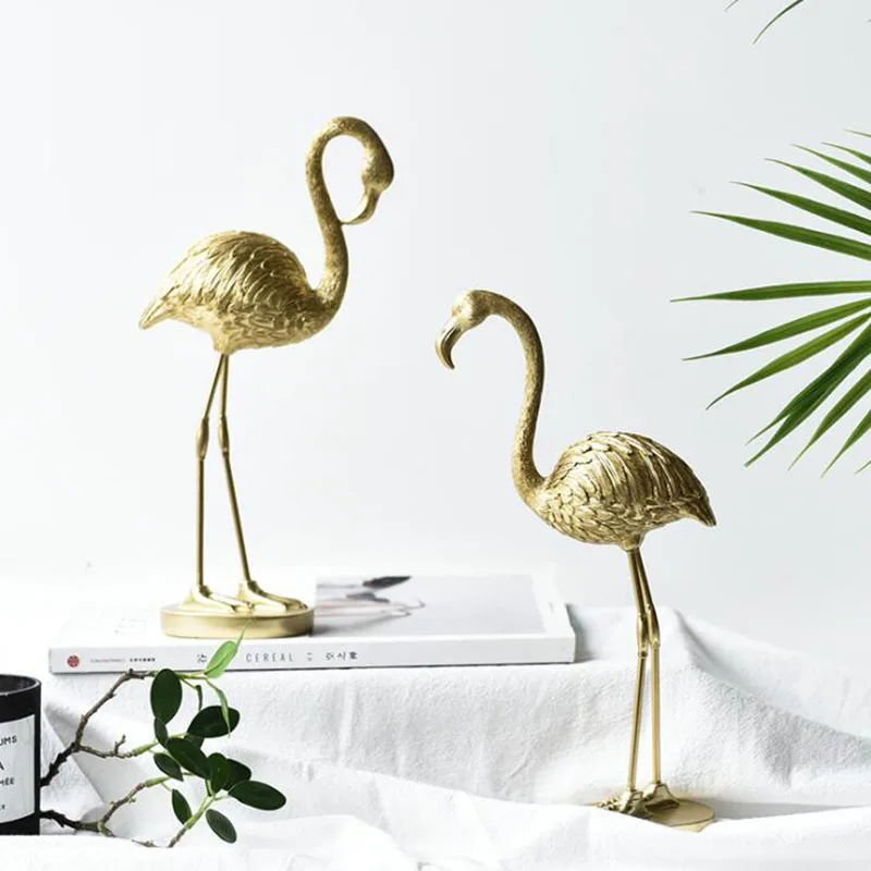 

Nordic Gold Flamingo Decoration Personality Light Luxury Decoration Living Room TV Cabinet Creative Desktop Furnishing ResinIron