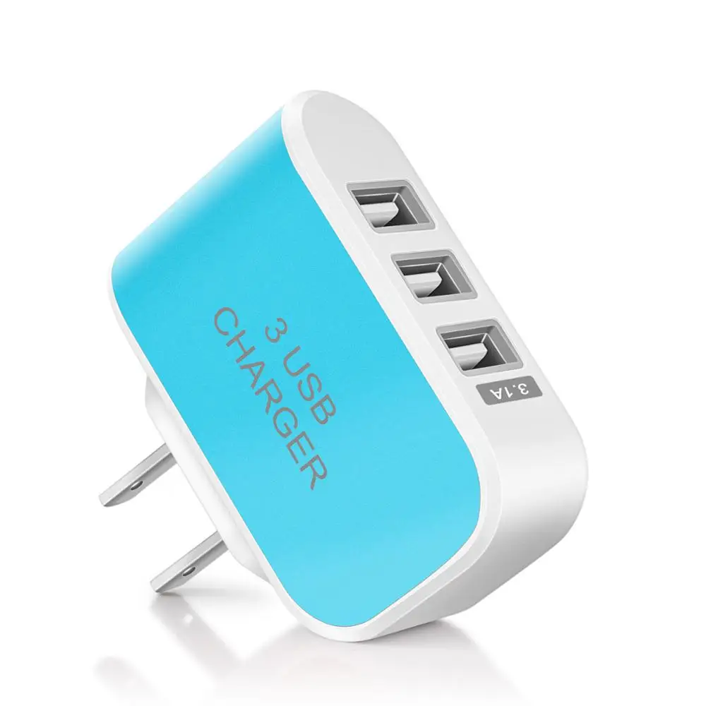 Powstro 3 Порты USB вилка европейского и американского стены Зарядное устройство 3.1A
