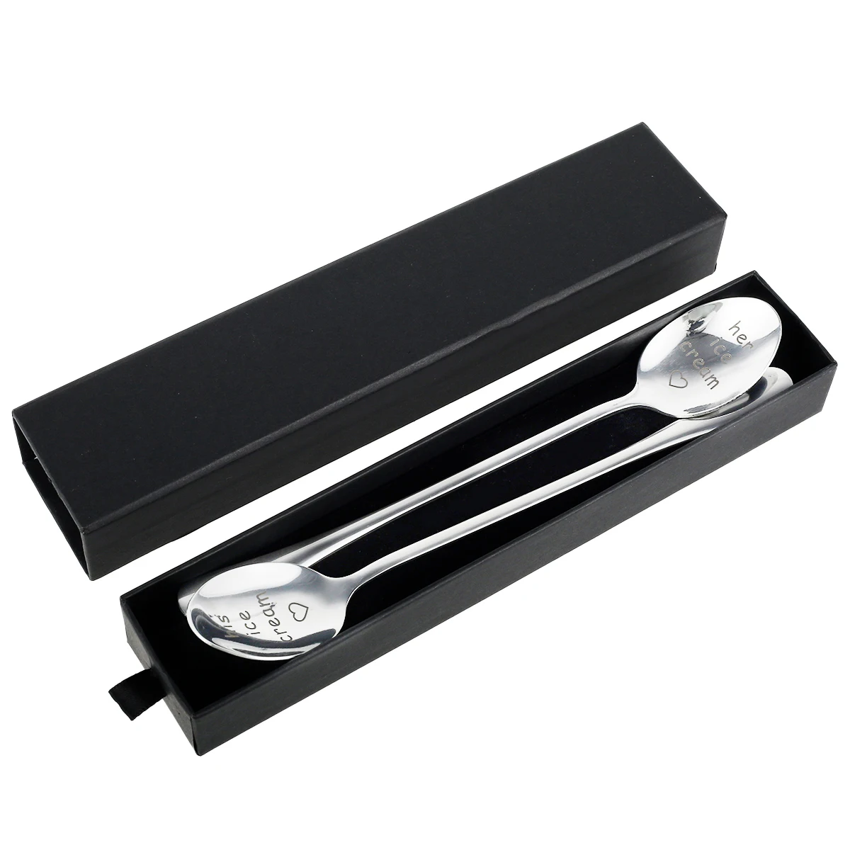 

2pcs creative Stainless Steel Spoon with Engraved Ice Tea Coffee Spoon Cocktail Mixing Spoons Christmas Wedding Gifts for Lovers