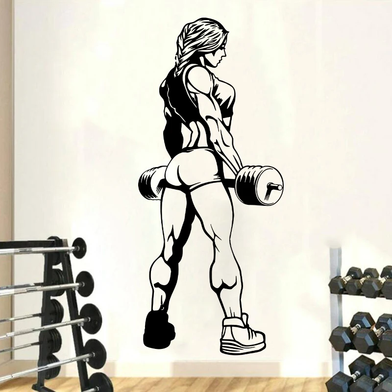 

Bodybuilder Girl Lifting Weight Gym Wall Sticker Fitness Crossfit Sport Inspirational Quote Wall Decal Vinyl Home Decor F1990