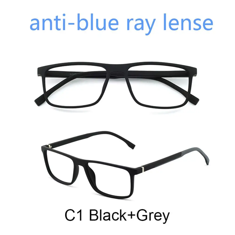 c1a black gray Маре аззуро очки для чтения мужские TR90 анти-синий светильник классическая черная оправа ультра-светильник очки пресбиопии+ 1,0+ 1,5+ 2,0 до+ 6,0 - Цвет оправы: c1a black gray