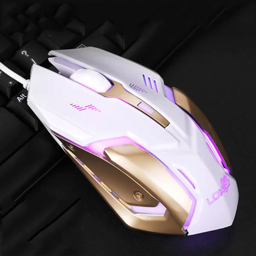 USB Проводная компьютерная Радужная игровая мышь с цветной трещиной светодиодный