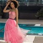 Простые розовые тюлевые трапециевидные короткие платья для выпускного вечера, милое прозрачное корсетное платье длиной до середины икры, вечернее платье на выпускной Вечерние платья на заказ