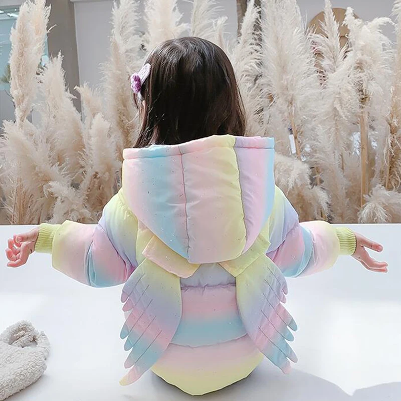 

Baby girl jacket winter down jacket thick warm cotton jacket girl colorful fashion hooded jacket children's down jacket