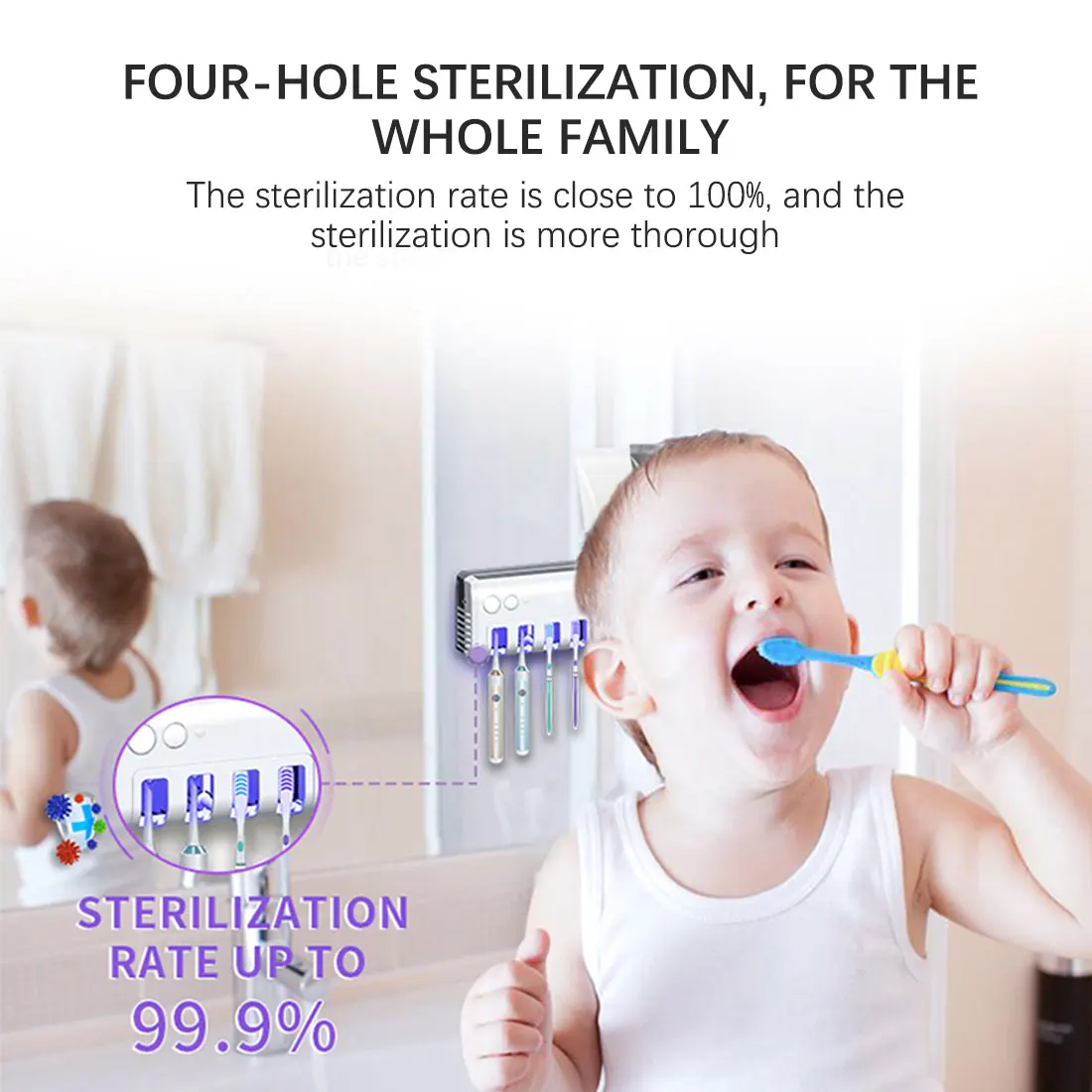 

Automatic UV Toothbrush UV Sterilizer Light Toothbrush Holder with Toothpaste Squeezing Solar Dispenser Holder